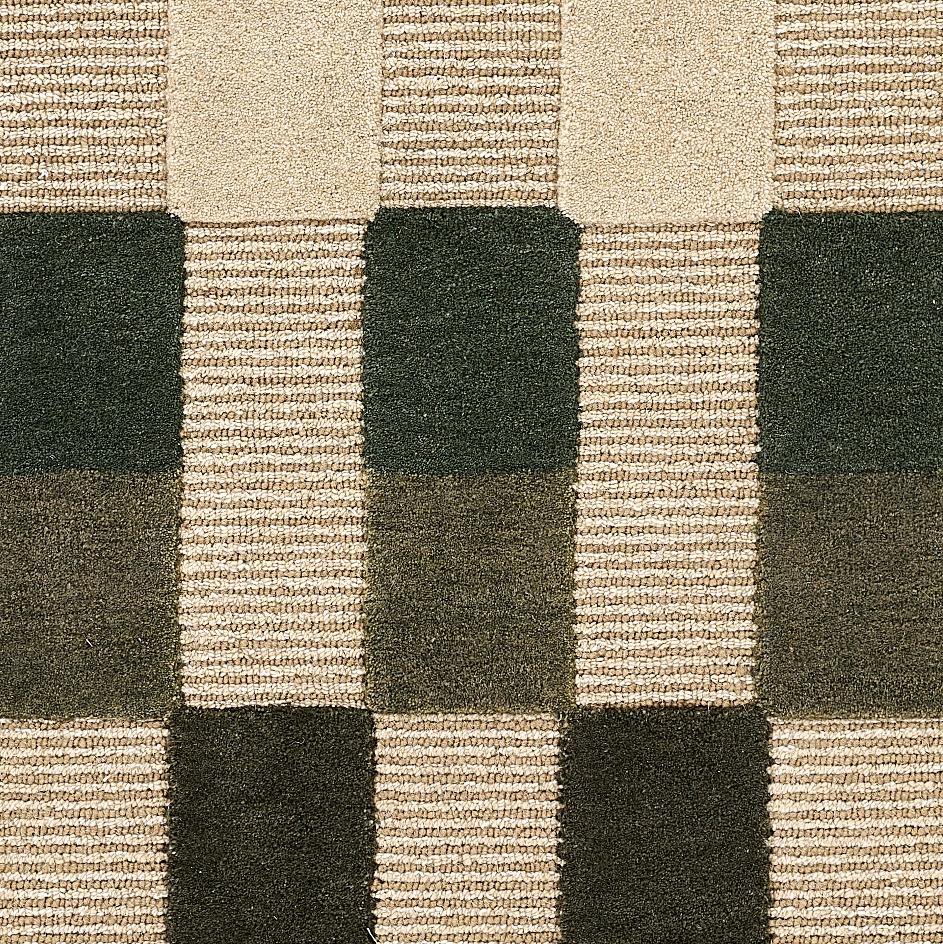 Momeni Fletcher FLT-1 green and taupe checkerboard wool Bauhaus-inspired area rug