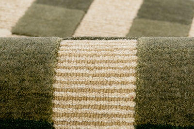 Momeni Fletcher FLT-1 green and taupe checkerboard wool Bauhaus-inspired area rug
