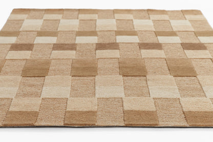 100% wool Momeni Fletcher FLT-1 area rug in natural earth tones featuring a Bauhaus-style
