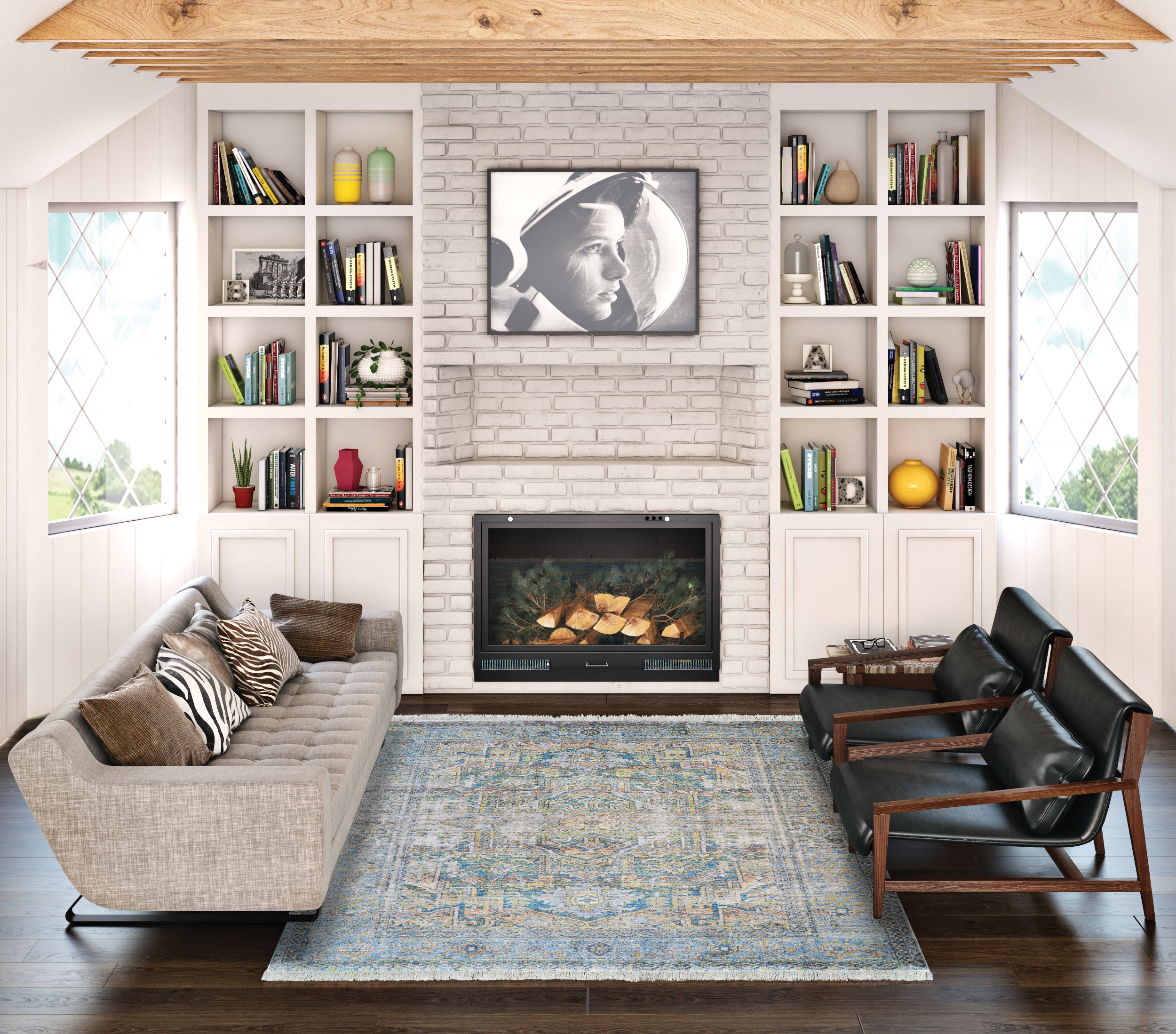 Couristan Halli Antique Lavar H477-1100 Sky Blue Area Rug