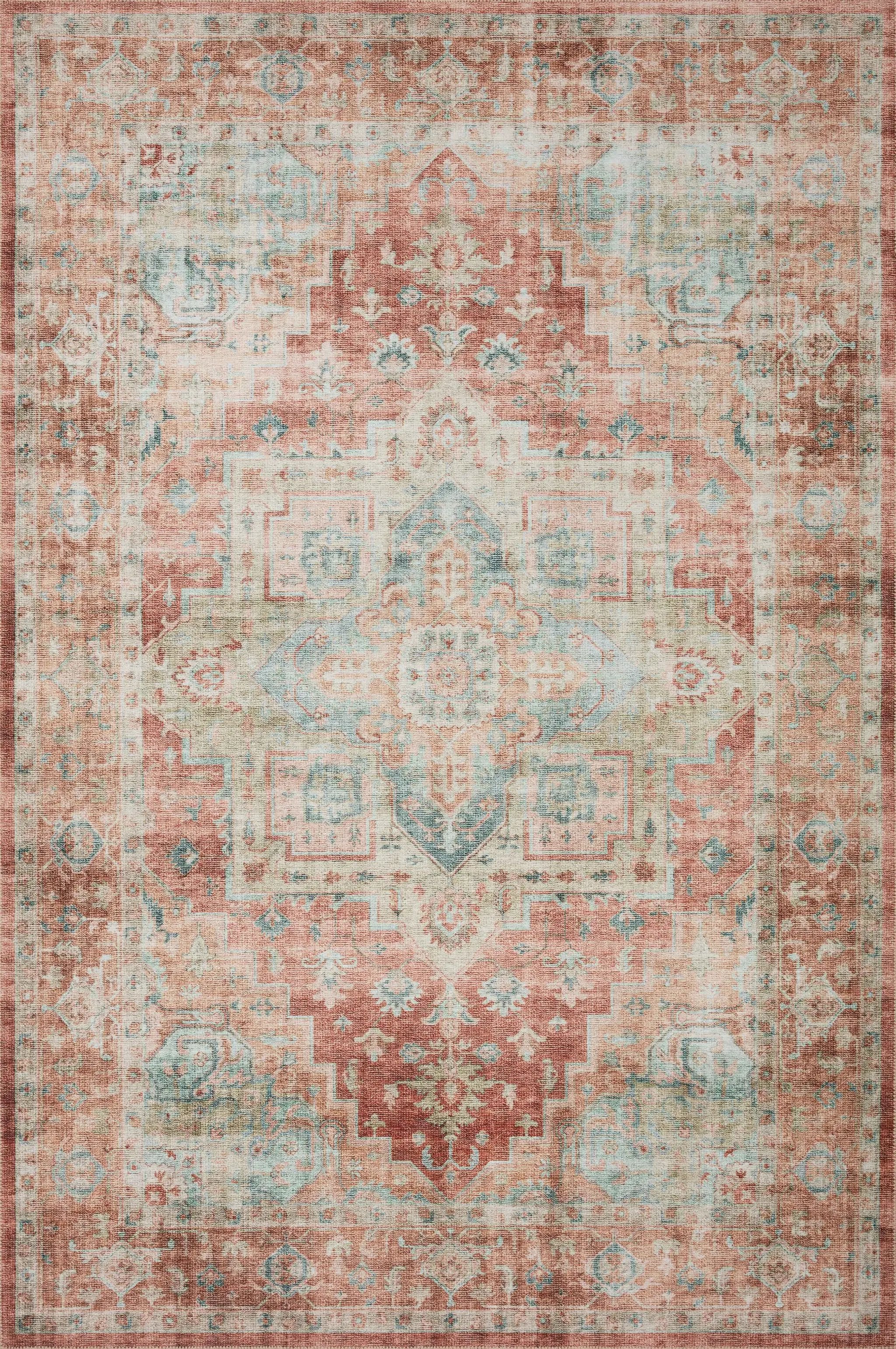 Heidi HEI-01 Terracotta / Aqua Area Rug by Loloi