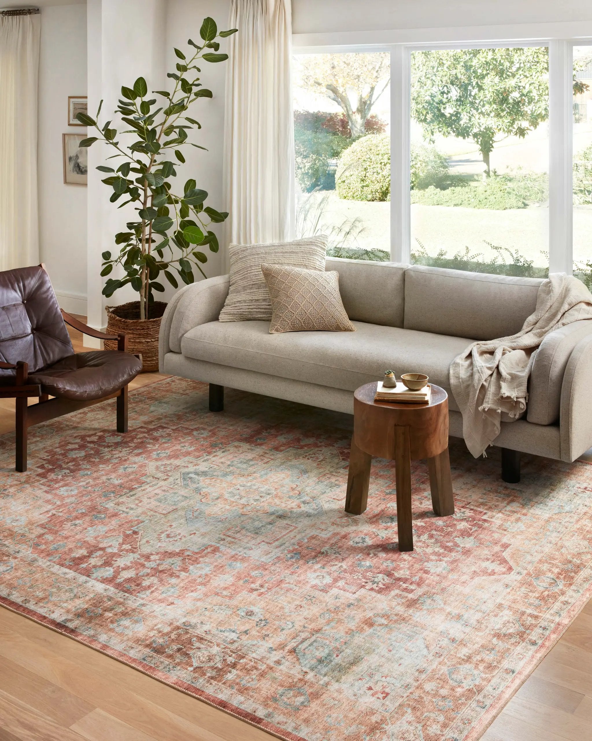 Heidi HEI-01 Terracotta / Aqua Area Rug by Loloi