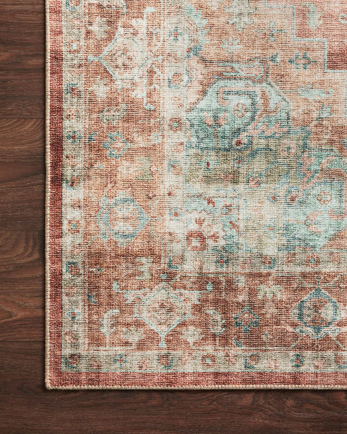Heidi HEI-01 Terracotta / Aqua Area Rug by Loloi