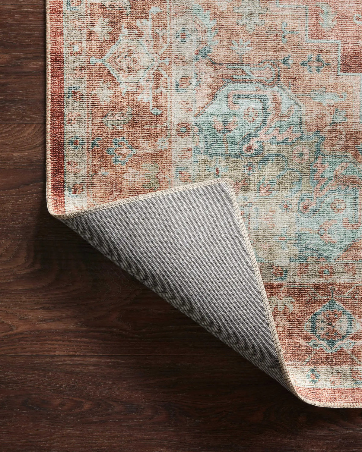 Heidi HEI-01 Terracotta / Aqua Area Rug by Loloi
