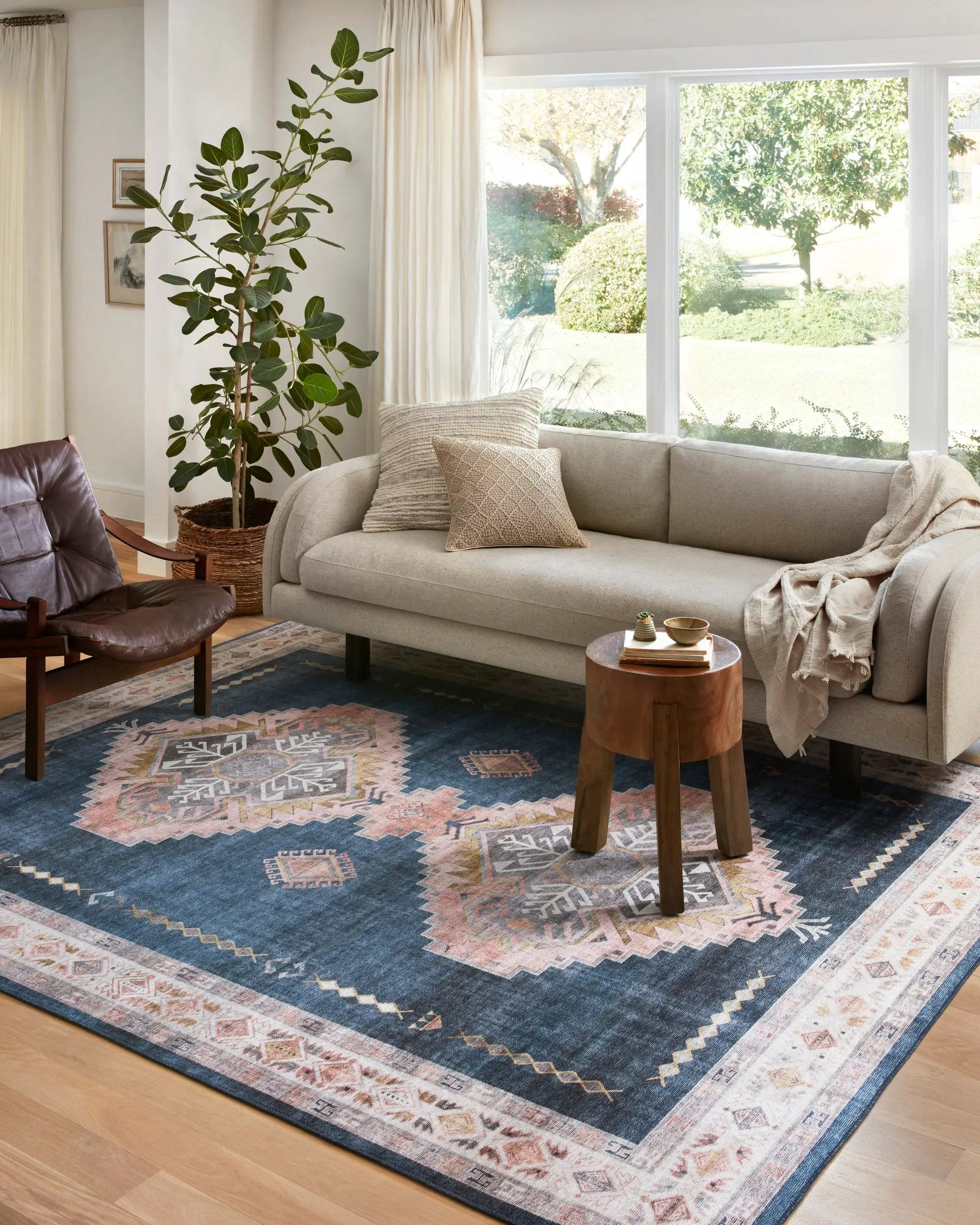 Heidi HEI-03 Denim / Blush Area Rug by Loloi