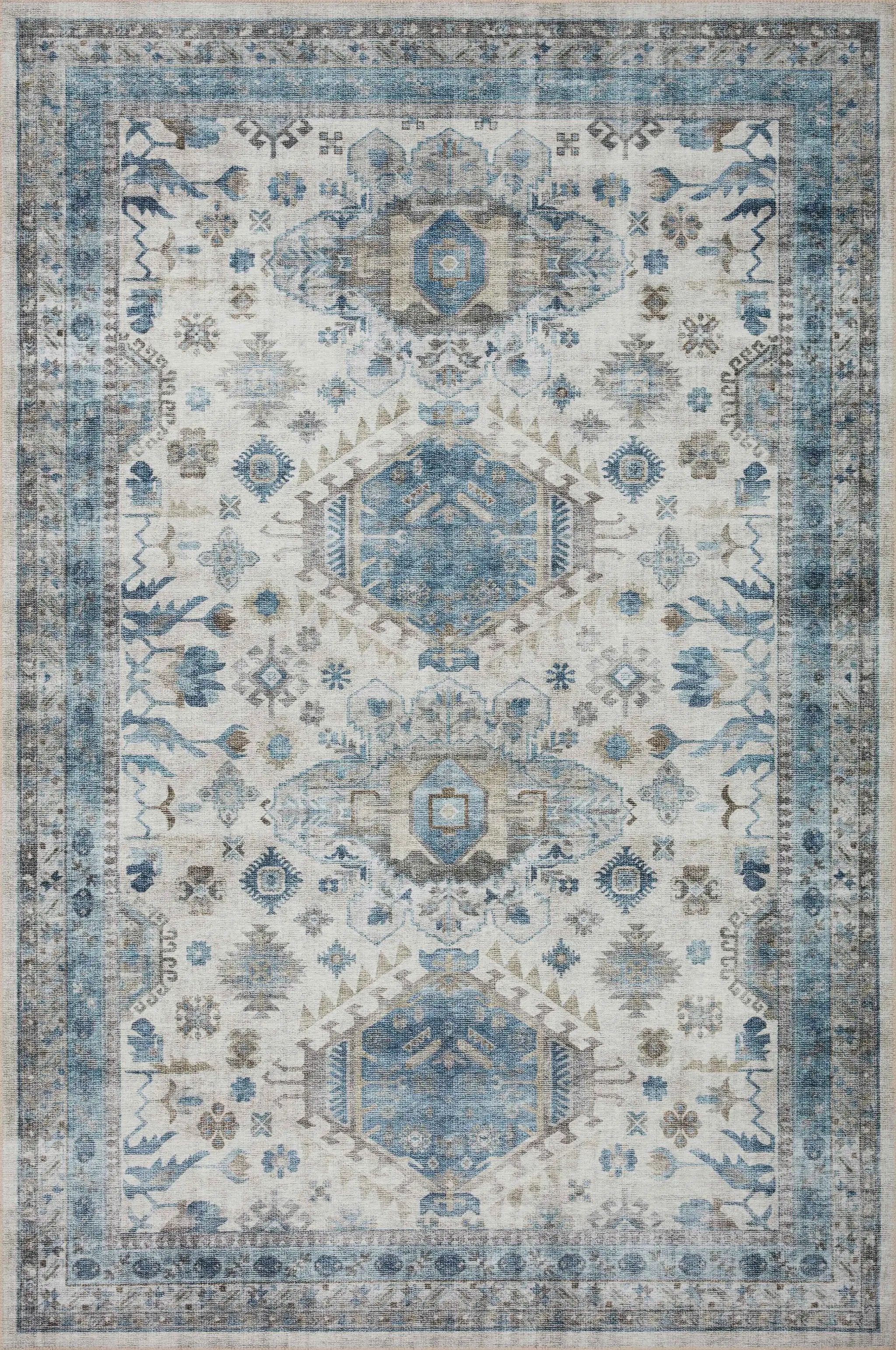 Heidi HEI-04 Ivory / Ocean Area Rug by Loloi