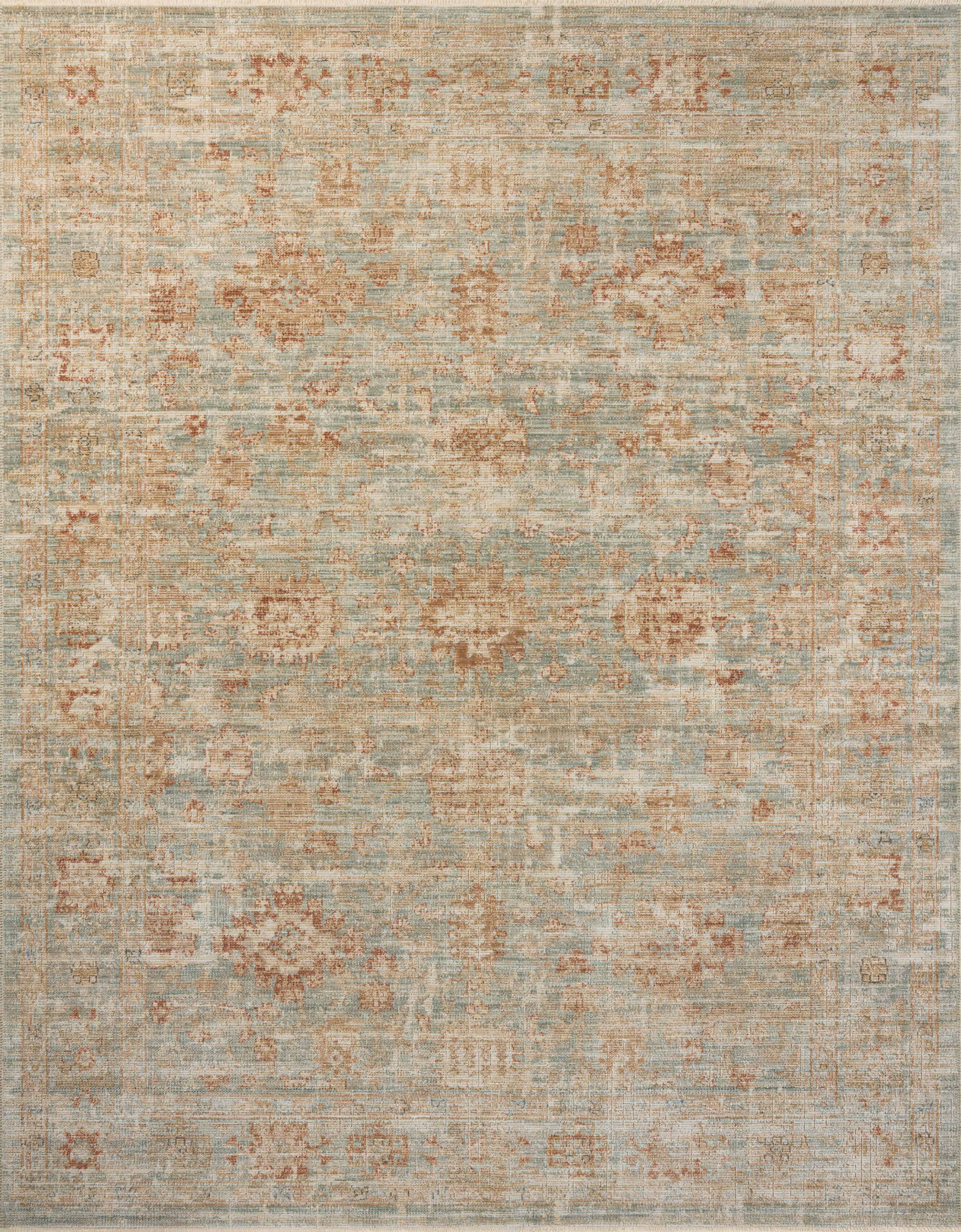 Loloi Heritage HER-06 Aqua / Terracotta Area Rug