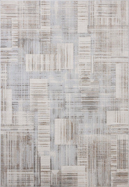 The Hollis HOL-02 Pebble / Ivory Area Rug highlights subtle pebble and refined ivory tones and geometric texture in a beautifully made power-loomed polyester area rug