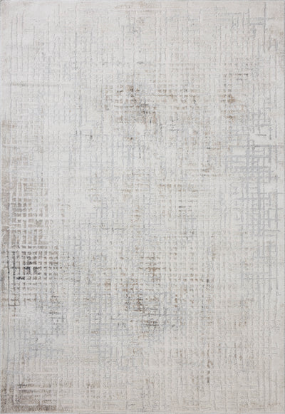 Dressed in refined ivory and grounding stone hues with geometric detail, the Hollis HOL-03 Ivory / Stone Area Rug is a power-loomed polyester area rug that completes any room