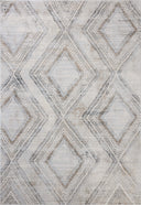 A power-loomed polyester area rug in soft misty and warm natural tones with geometric motifs, the Hollis HOL-05 Mist / Natural Area Rug grounds your room beautifully