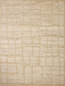 The Hughes HUS-01 Natural Area Rug transforms any space with warm natural tones and graphic design in a hand-knotted wool area rug