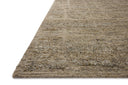 A hand-knotted wool area rug in earthy olive tones with graphic motifs, the Hughes HUS-01 Olive Area Rug grounds your room beautifully