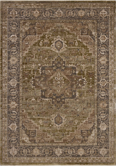 The Haywood HYD-03 Moss / Charcoal Area Rug brings lush moss and deep charcoal character and traditional and distressed flair to your home in a power-loomed polyester area rug