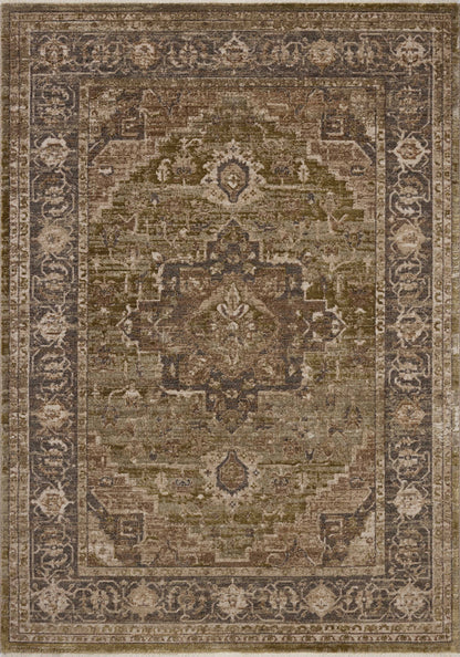 The Haywood HYD-03 Moss / Charcoal Area Rug brings lush moss and deep charcoal character and traditional and distressed flair to your home in a power-loomed polyester area rug