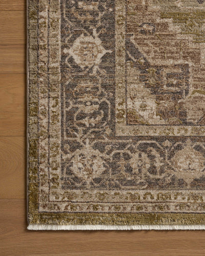 The Haywood HYD-03 Moss / Charcoal Area Rug brings lush moss and deep charcoal character and traditional and distressed flair to your home in a power-loomed polyester area rug