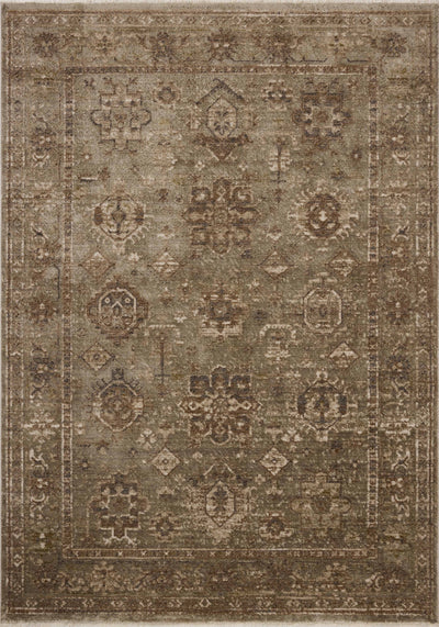 The Haywood HYD-04 Sage / Earth Area Rug highlights calming sage and earthy tones and traditional and distressed texture in a beautifully made power-loomed polyester area rug