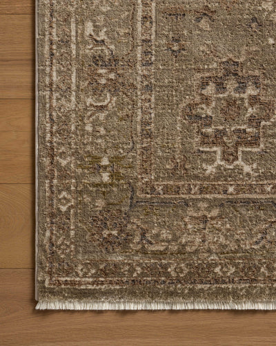 The Haywood HYD-04 Sage / Earth Area Rug highlights calming sage and earthy tones and traditional and distressed texture in a beautifully made power-loomed polyester area rug