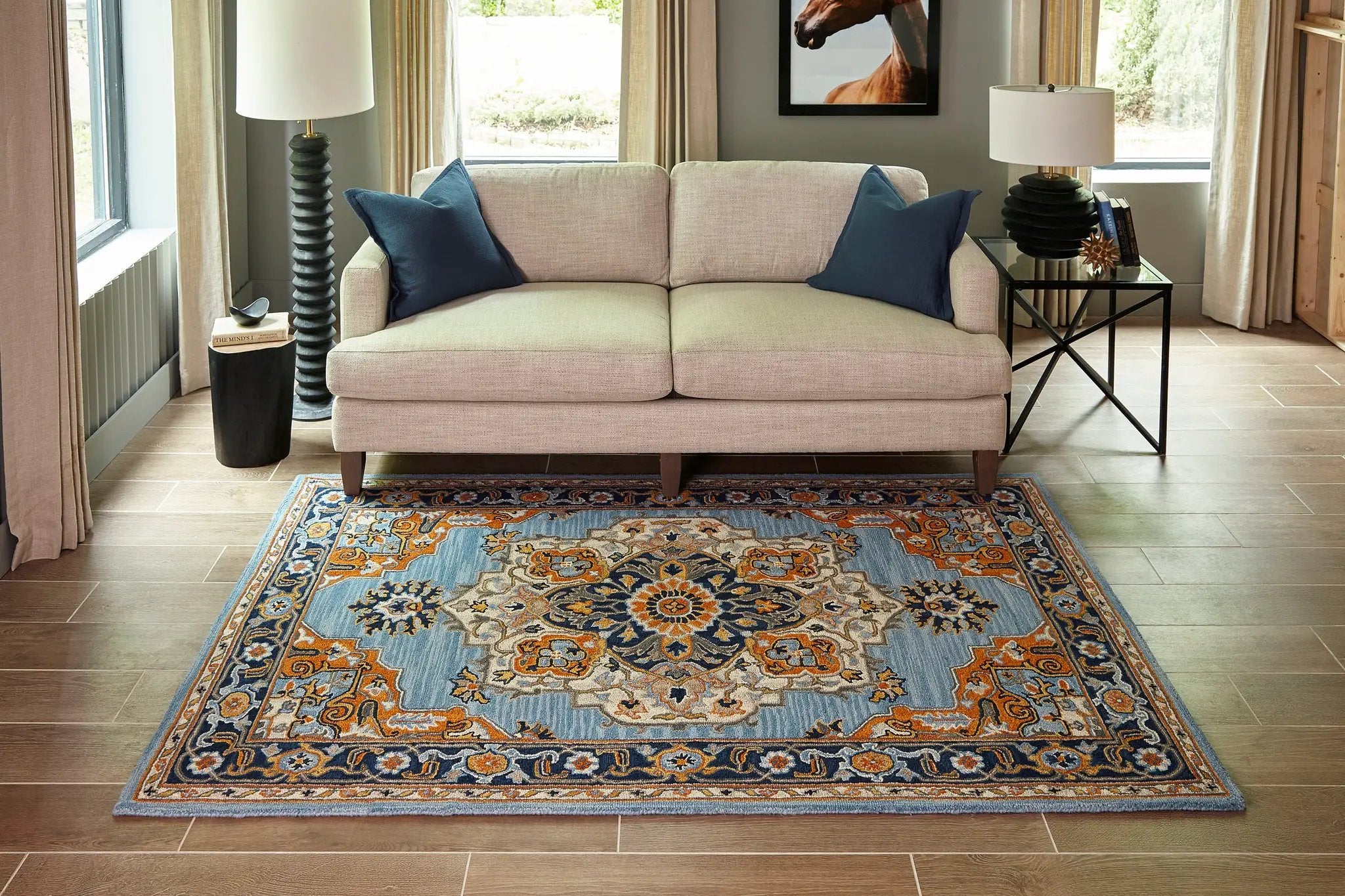 Ibiza IBI-1 Blue Area Rug by Momeni