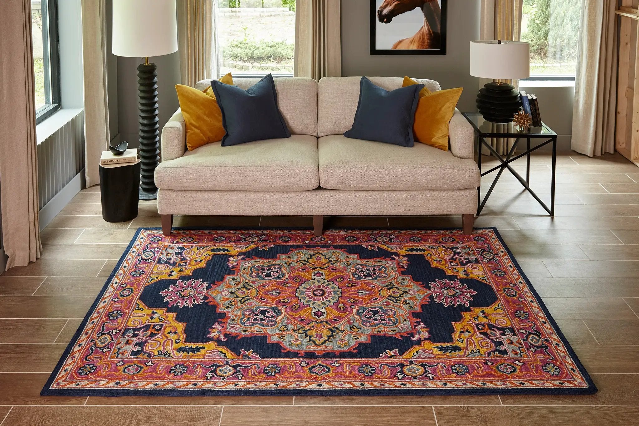Ibiza IBI-1 Navy Area Rug by Momeni
