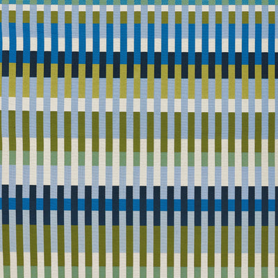 Icon ICN-2 Blue Area Rug from Novogratz x Momeni Icon Collection; bold Mid-Century geometry in blue, olive, cream.
