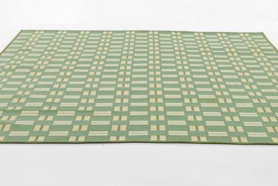 Icon ICN-3 Green Area Rug from Novogratz x Momeni Icon Collection with a green field and cream rectangular grid.