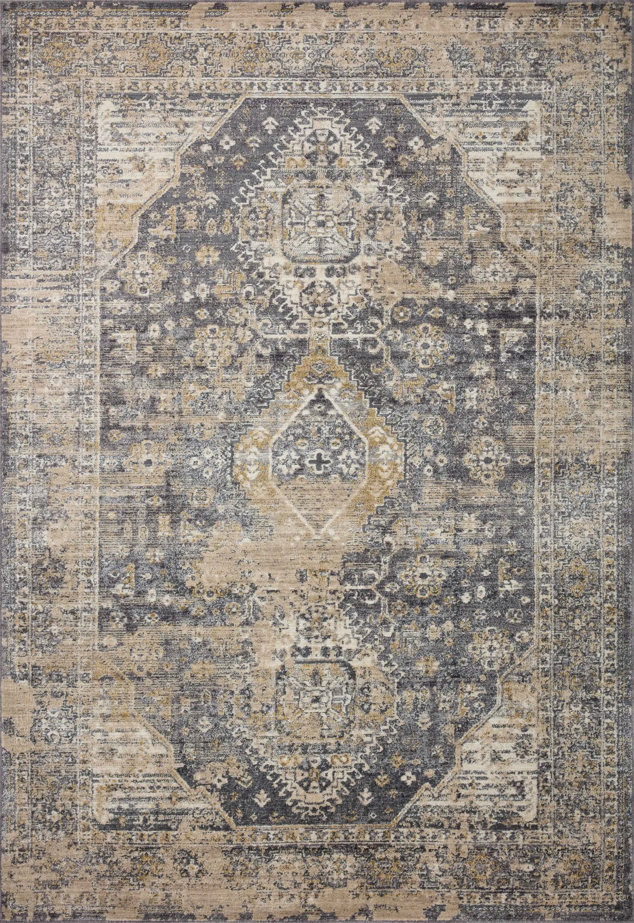 Indra INA-03 Charcoal / Natural Area Rug by Loloi