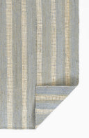 Jango JAN-1 Blue Area Rug, hand woven jute-cotton with white vertical stripe
