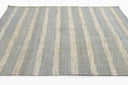 Jango JAN-1 Blue Area Rug, hand woven jute-cotton with white vertical stripe