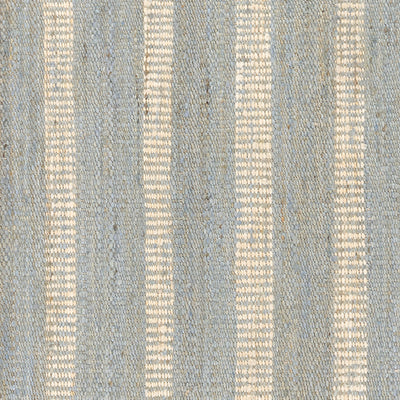 Jango JAN-1 Blue Area Rug, hand woven jute-cotton with white vertical stripe