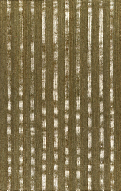 Jango JAN-1 Green Area Rug, natural jute and cotton blend with crisp stripe motif