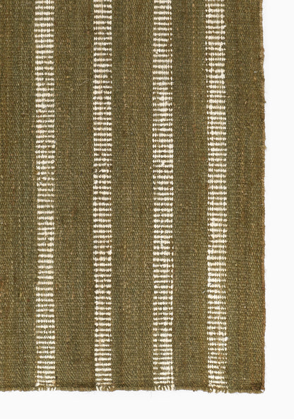 Jango JAN-1 Green Area Rug, natural jute and cotton blend with crisp stripe motif