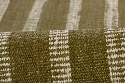 Jango JAN-1 Green Area Rug, natural jute and cotton blend with crisp stripe motif