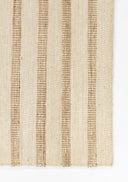 Jango JAN-1 Ivory Area Rug, hand woven jute-cotton with camel-toned stripe accent