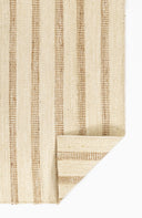 Jango JAN-1 Ivory Area Rug, hand woven jute-cotton with camel-toned stripe accent