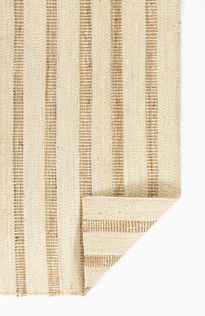 Jango JAN-1 Ivory Area Rug, hand woven jute-cotton with camel-toned stripe accent