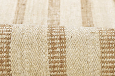 Jango JAN-1 Ivory Area Rug, hand woven jute-cotton with camel-toned stripe accent