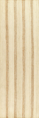 Jango JAN-1 Ivory Area Rug, hand woven jute-cotton with camel-toned stripe accent