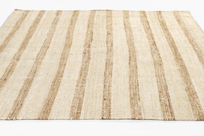 Jango JAN-1 Ivory Area Rug, hand woven jute-cotton with camel-toned stripe accent