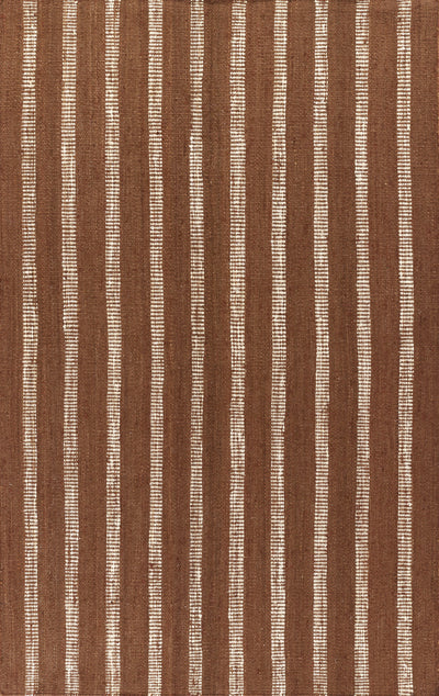 Jango JAN-1 Rust Area Rug, earthy jute-cotton blend with white vertical stripe