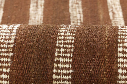 Jango JAN-1 Rust Area Rug, earthy jute-cotton blend with white vertical stripe
