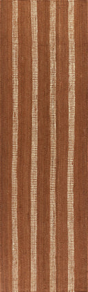 Jango JAN-1 Rust Area Rug, earthy jute-cotton blend with white vertical stripe
