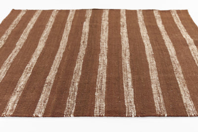 Jango JAN-1 Rust Area Rug, earthy jute-cotton blend with white vertical stripe