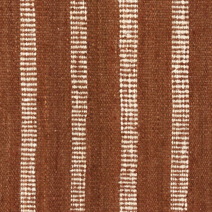 Jango JAN-1 Rust Area Rug, earthy jute-cotton blend with white vertical stripe