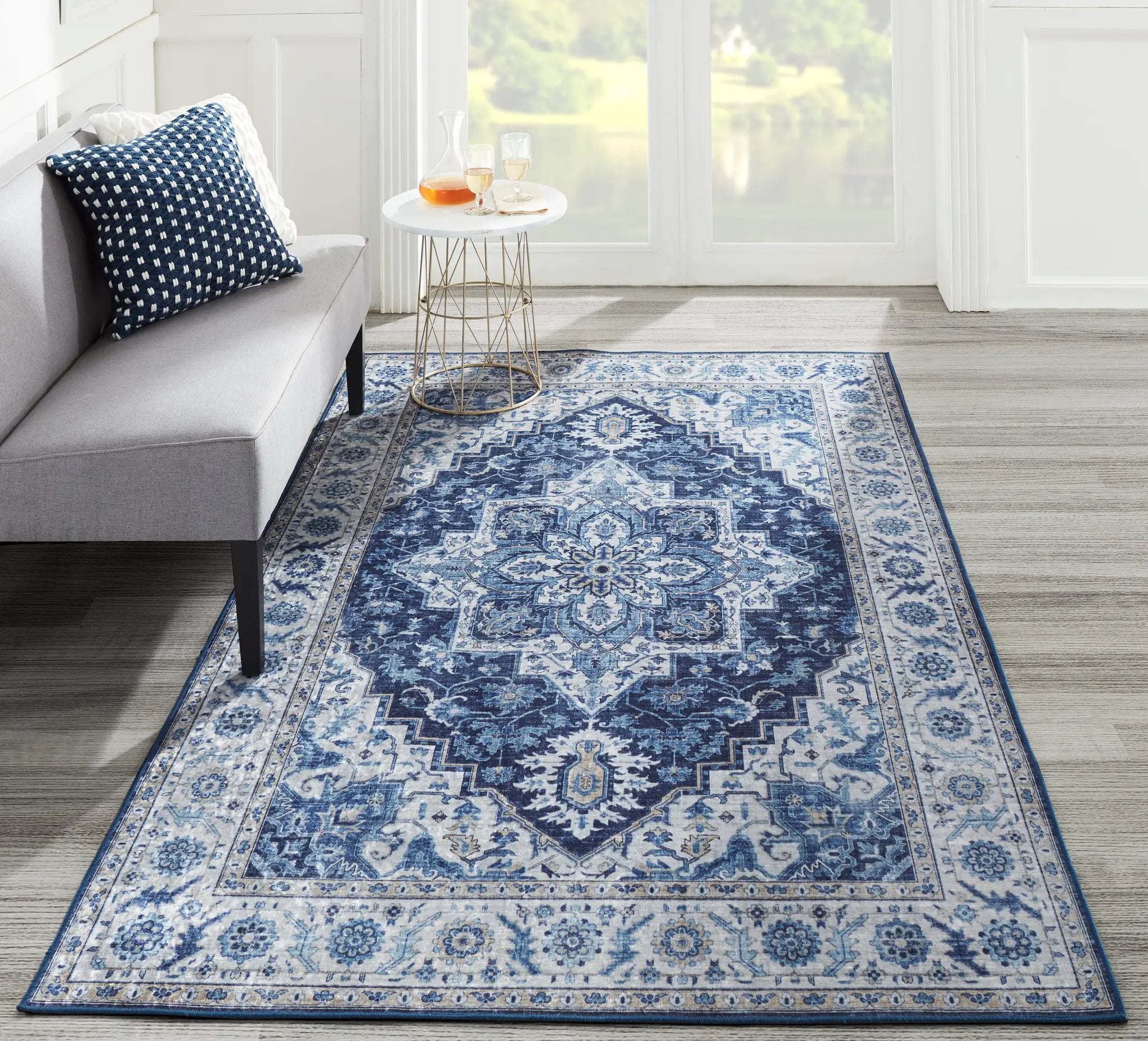 Karachi KAR-8 Blue Area Rug by Momeni