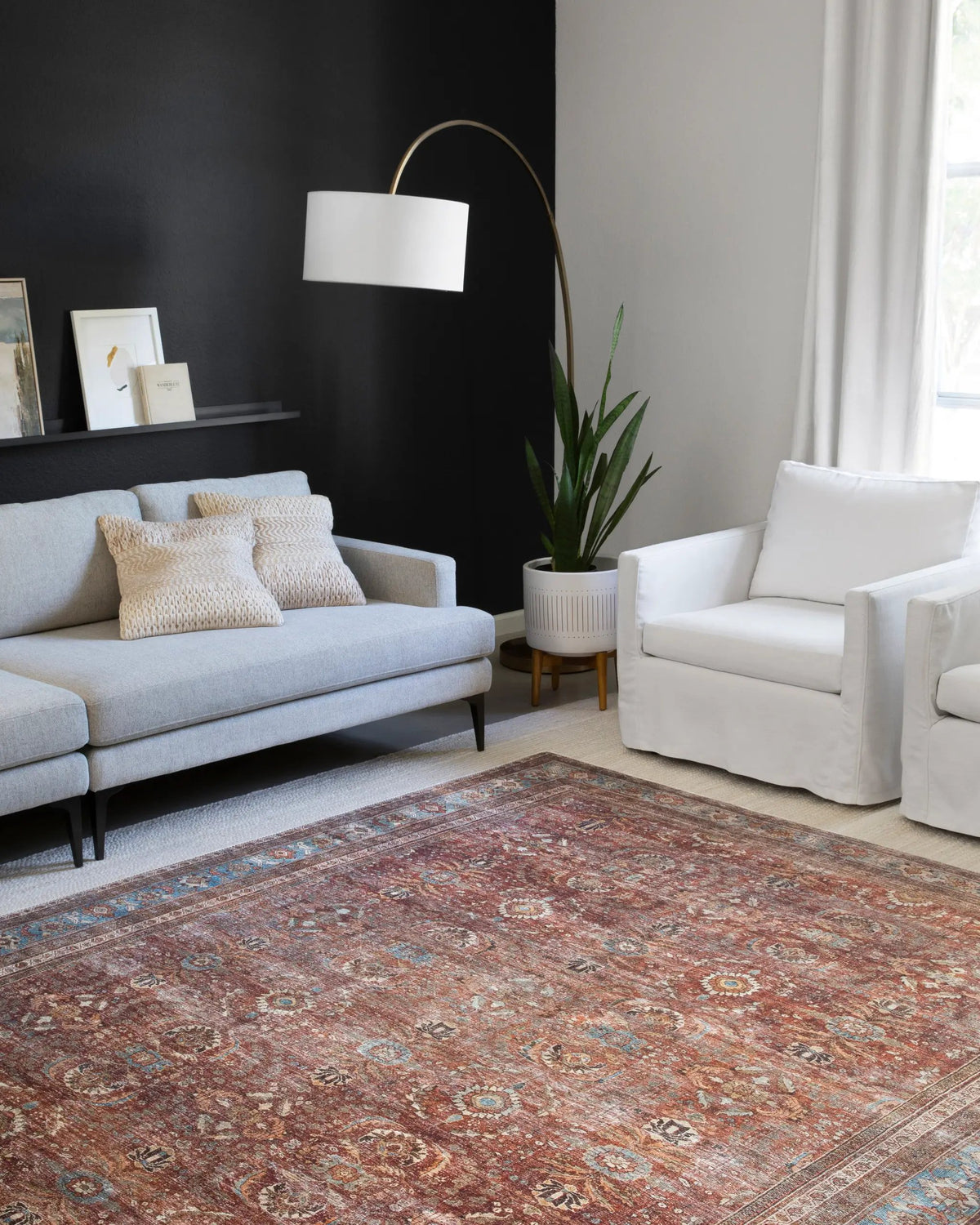 Layla LAY-01 Brick / Blue Area Rug by Loloi