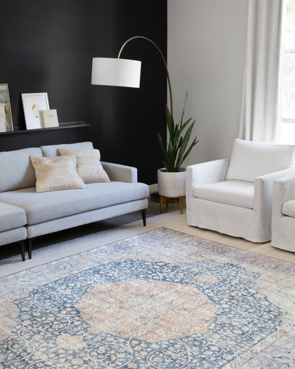 Loloi Layla LAY-07 Blue / Tangerine Area Rug