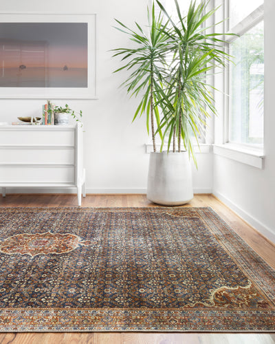 Loloi Layla LAY-09 Cobalt Blue / Spice Area Rug