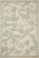 Crafted as a hand-tufted wool area rug, the Lenore LNO-01 Ivory / Sky Area Rug brings refined ivory and breezy sky-blue warmth and floral character to your space