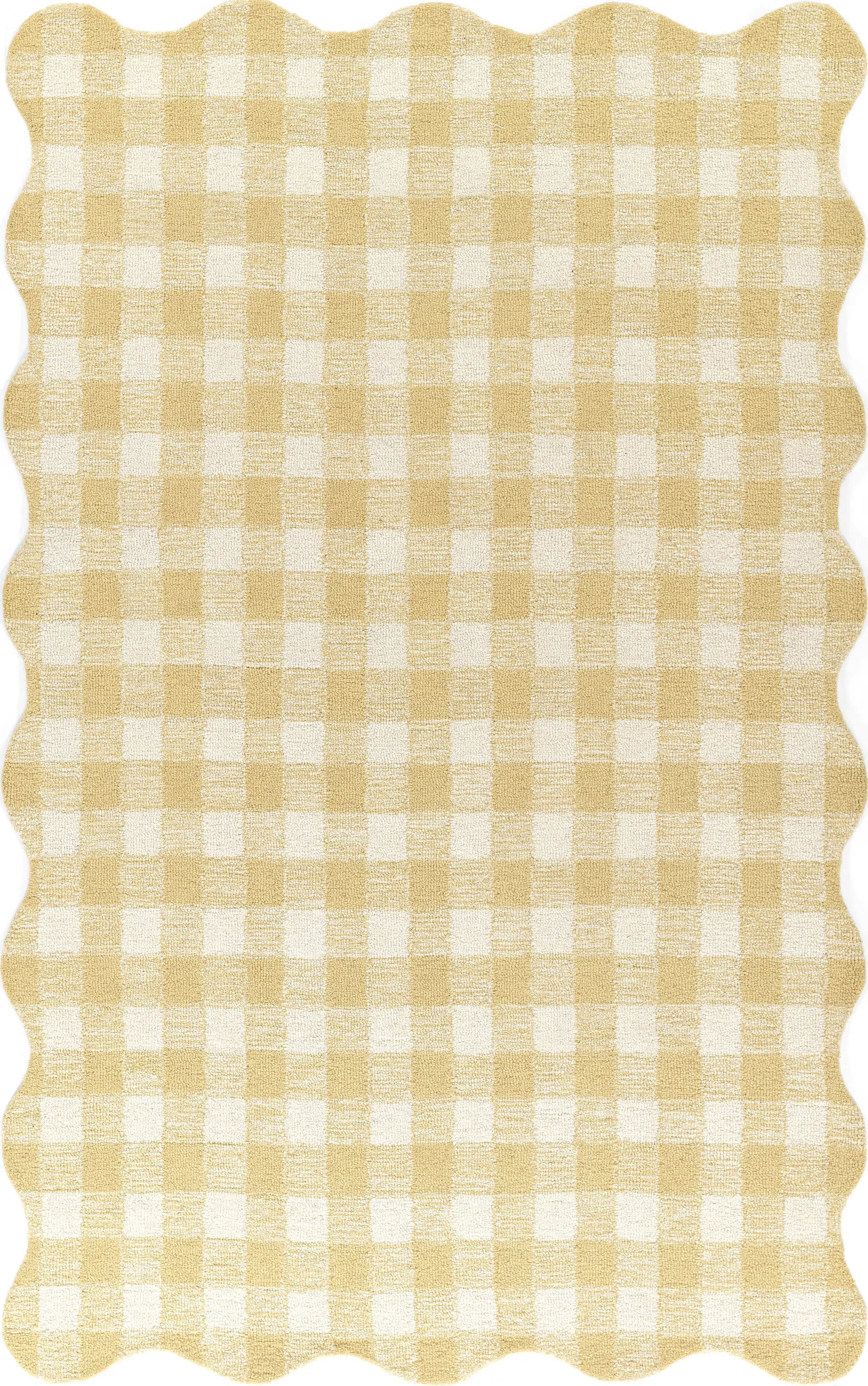 Lily LIY-1 Yellow Area Rug, cheerful hand-tufted wool with whimsical patterns