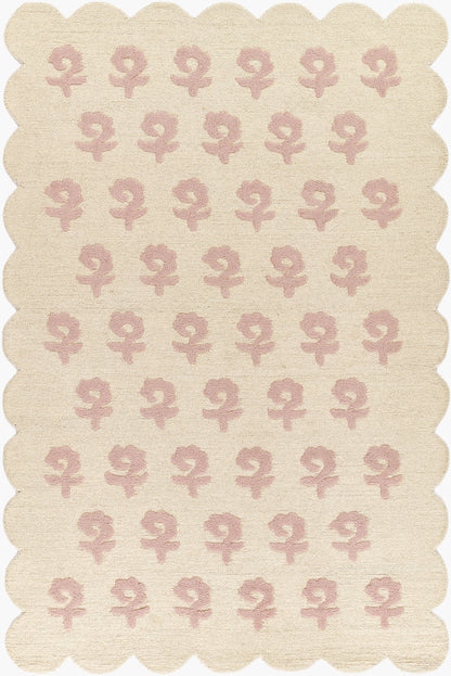 Lily LIY-2 Pink Area Rug, soft pink hand-tufted wool with cottage-style charm